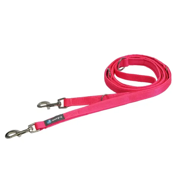 Annyx hondenlijn FUN classic bolt verstelbaar van 150 tot 300cm-PROTECT -Fluor Rose-