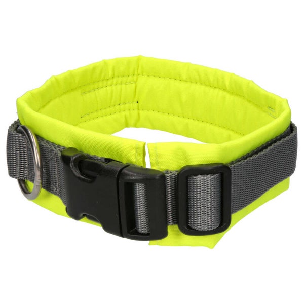 Annyx honden halsband Protect fluor geel grijs met reflecterend bies