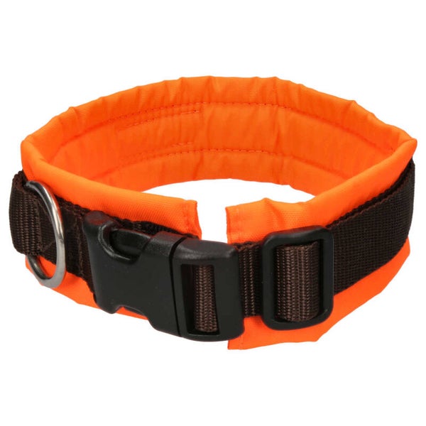 Annyx honden halsband Protect fluor oranje bruin met reflecterende bies