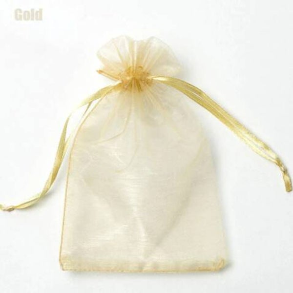 Organza zakje 9x12cm goud kleur