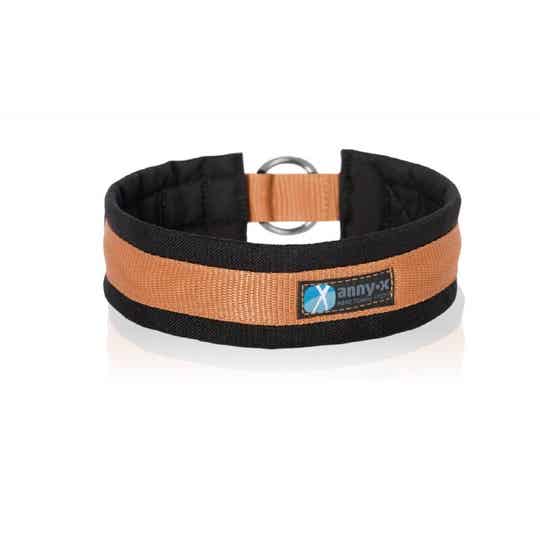 Annyx honden halsband gewatteerd met halfslip sluiting zwart-barnsteen
