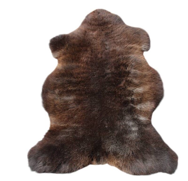 Schapenvacht met dikke wol 2721 Bruin/grijs gestreept.