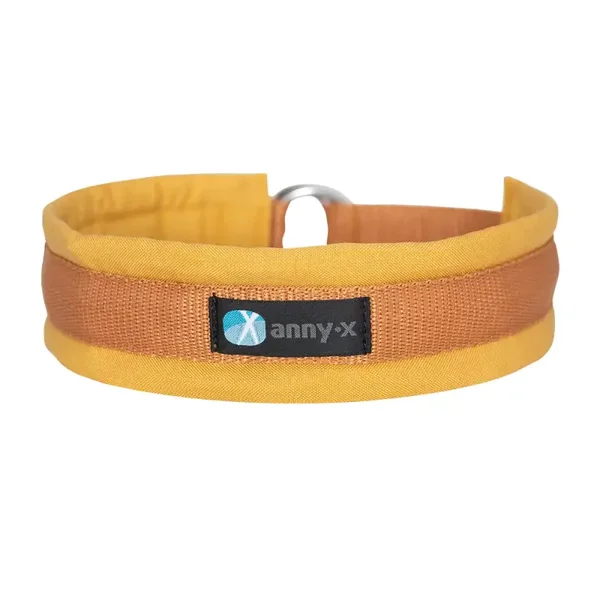 Annyx honden halsband gewatteerd met halfslip sluiting Goudklokje-oker