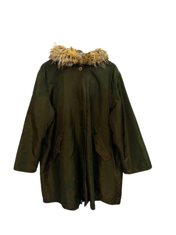 Groene mantel met bonte kraag – Weekend Max Mara | Elegante designer tweedehandsmode