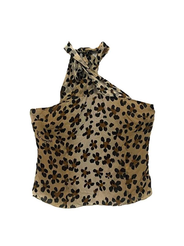 Moschino Jeans Haltertop met Luipaardprint in Hartjes – Maat 46