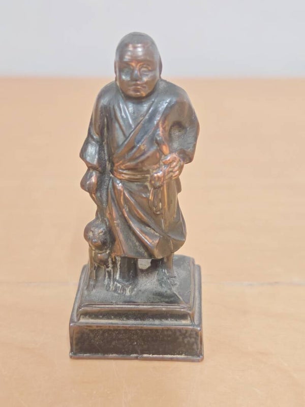 Oud Bronzen Beeldje van Saigo Takamori – The Last Samurai | Japans Historisch Verzamelobject
