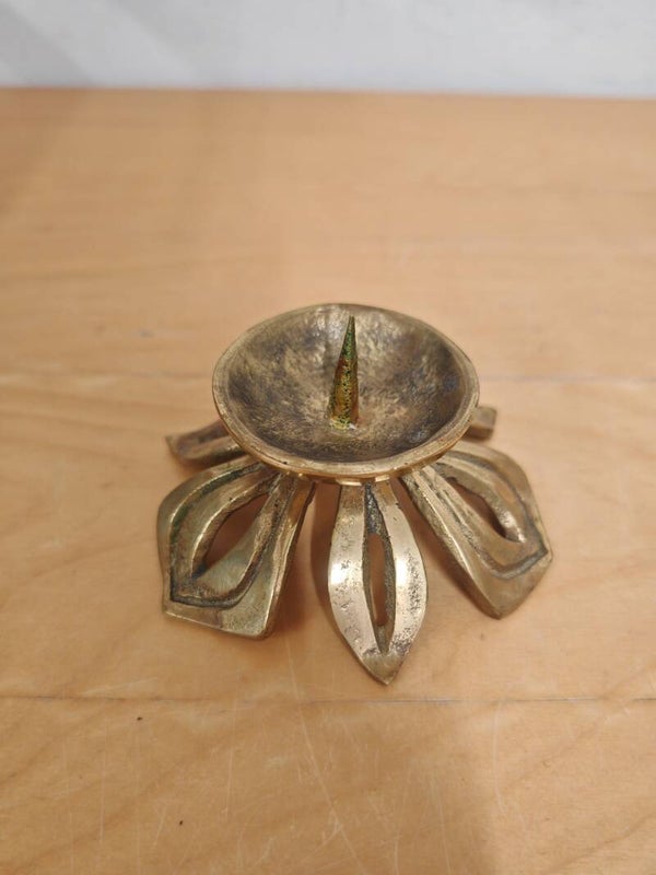 Vintage Messing Brutalist Kandelaar | Design Kandelaaar Mid-Century & Sculpturaal Interieurstuk