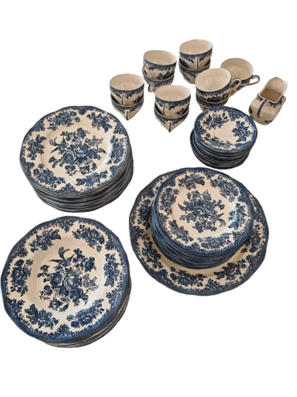 Vintage 61-delig Enoch Wedgwood (Tunstall) “Oriental Pheasants” Servies – Bijna Compleet Tafelserivies
