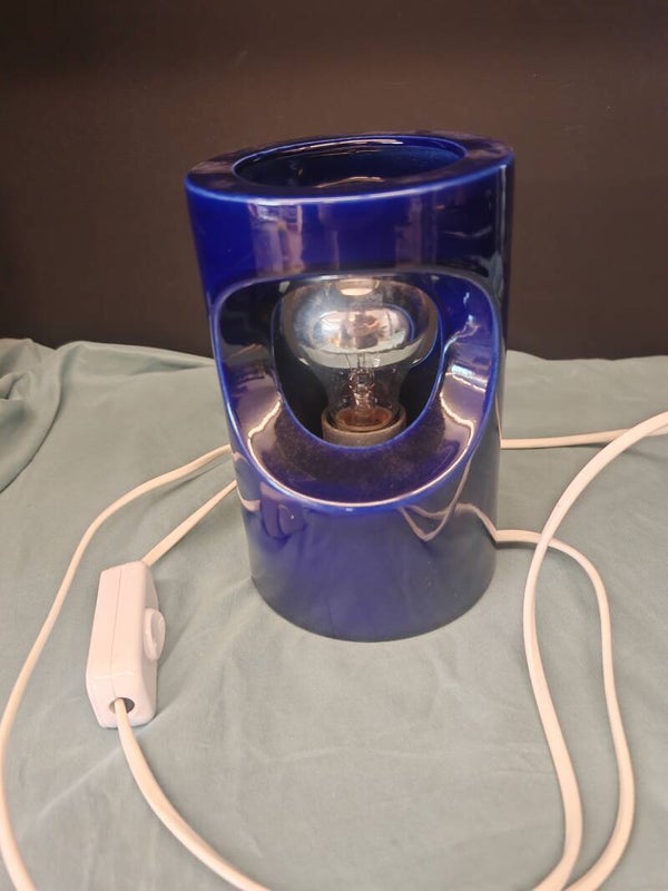 Vintage Keramieken Blauwe Tafellamp – Sfeervolle Retro Designlamp
