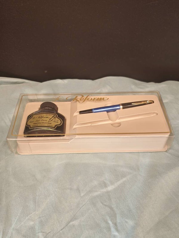 Vintage Reform Vulpen & Inktfles Set – Klassiek Schrijfgerei voor Verzamelaars en Liefhebbers