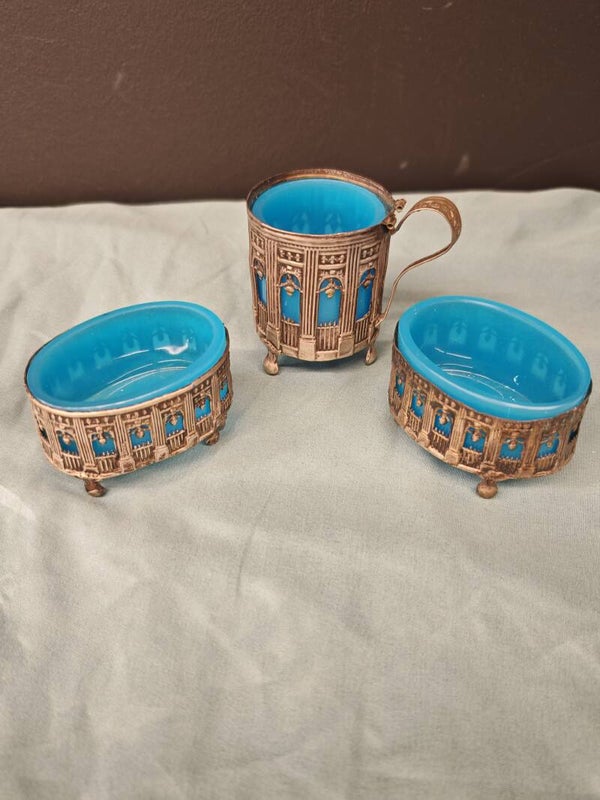 Verzilverd antiek zoutstel in Louis XVI-stijl – Klassieke tafelaccessoire