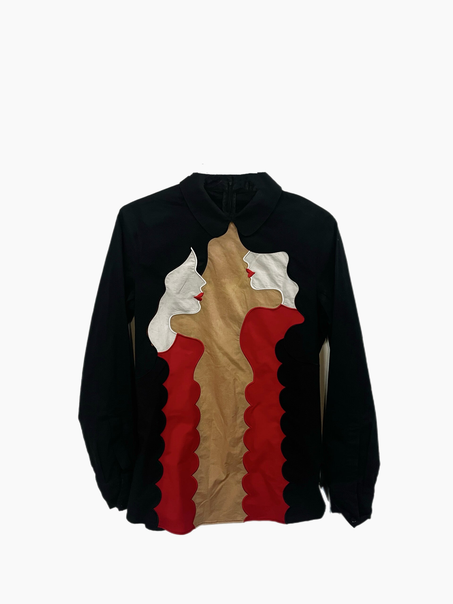 Vivetta zwart hemd met retro tekening – stijlvolle vintage look