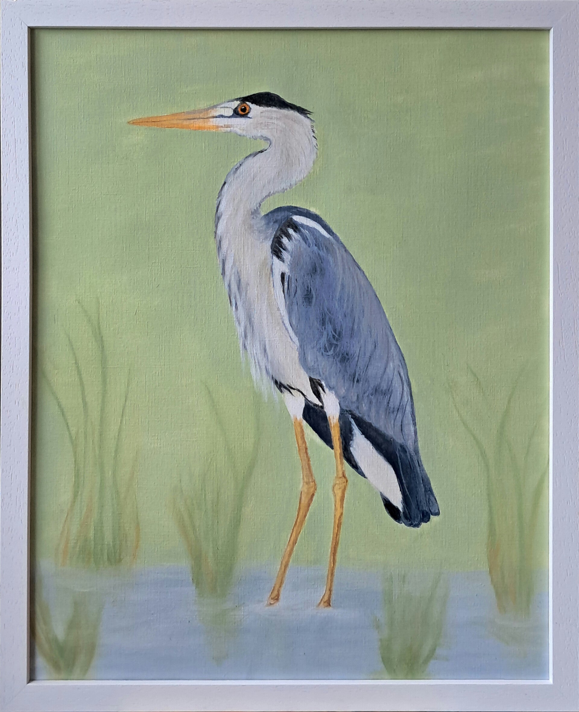 Original Oil Painting of a Grey Heron