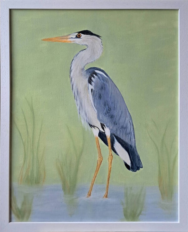 Original Oil Painting of a Grey Heron