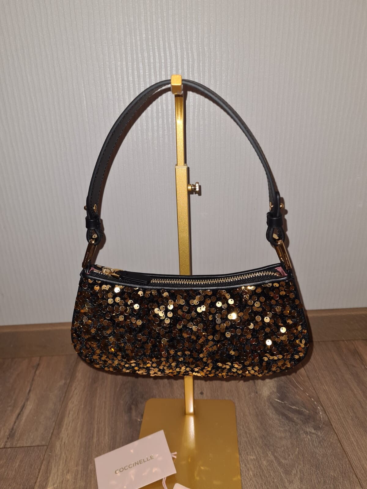 Coccinelle Handtasche Mini Pailletten Schwarz Umhängetasche Merveilles