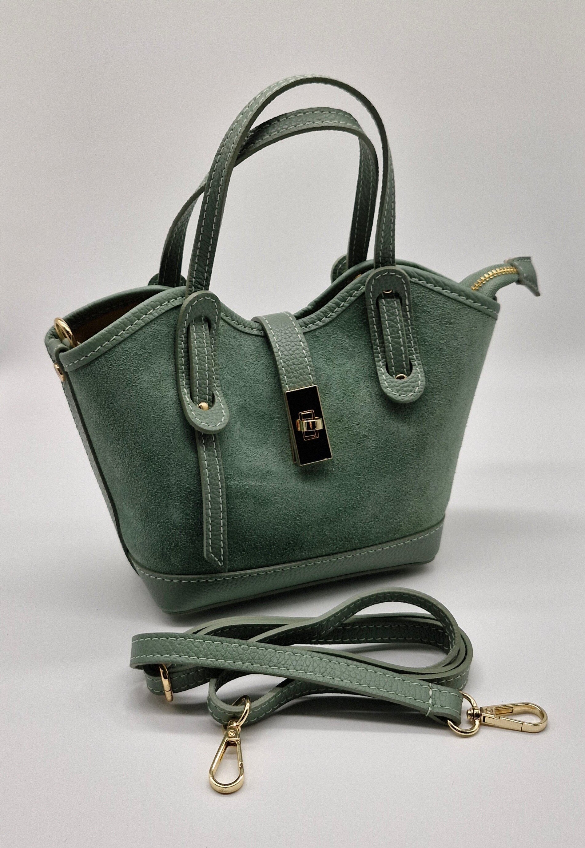 Kleine Handtasche Wildleder Italien Vera Pelle Echtleder