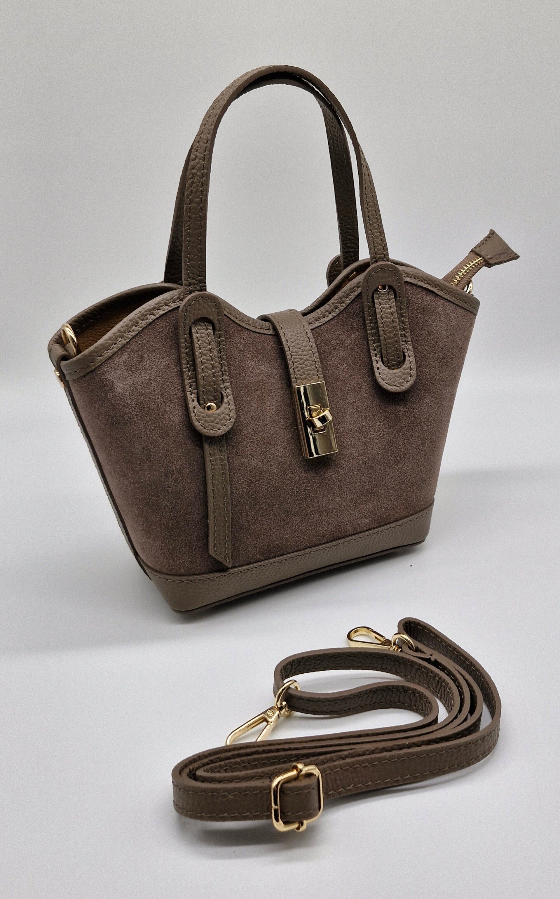 Kleine Handtasche Italien Vera Pelle Wildleder