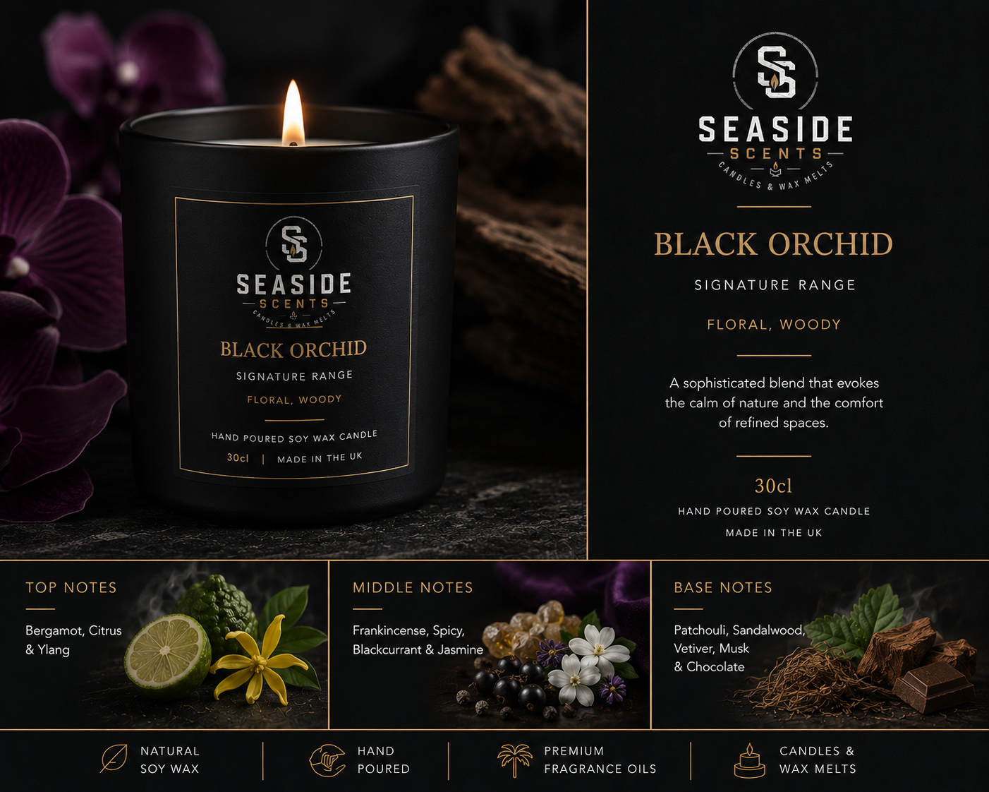 Black Orchid Candle - Signature Range
