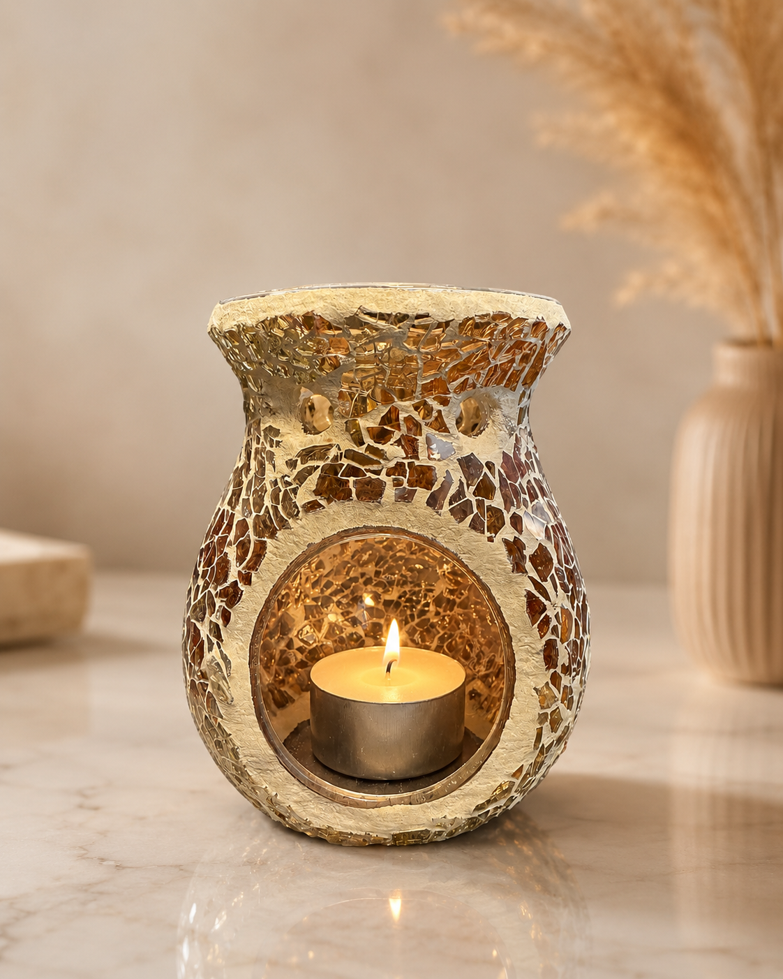 Small Brown Crackle Oil/Wax Melt Burner