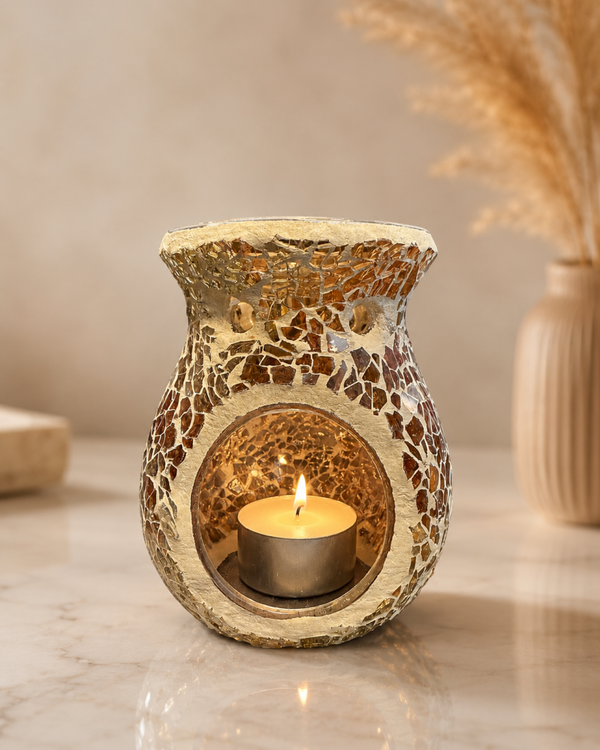 Small Brown Crackle Oil/Wax Melt Burner