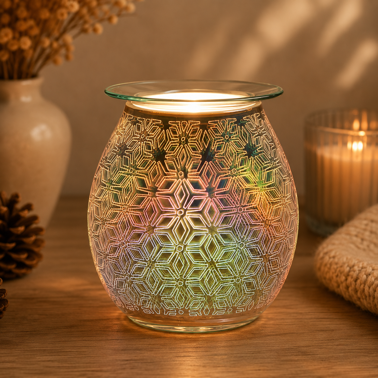 3D Geometric Flower Light Up Electric Oil/Wax Melt Burner