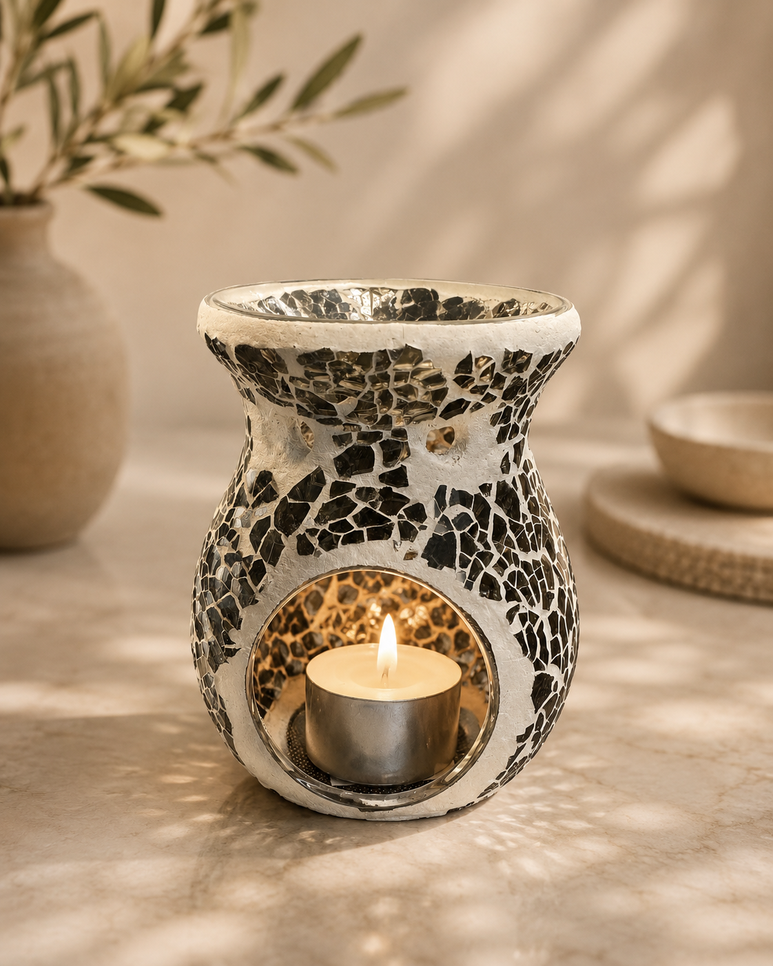 Small Gunmetal Grey Crackle Oil/Wax Melt Burner