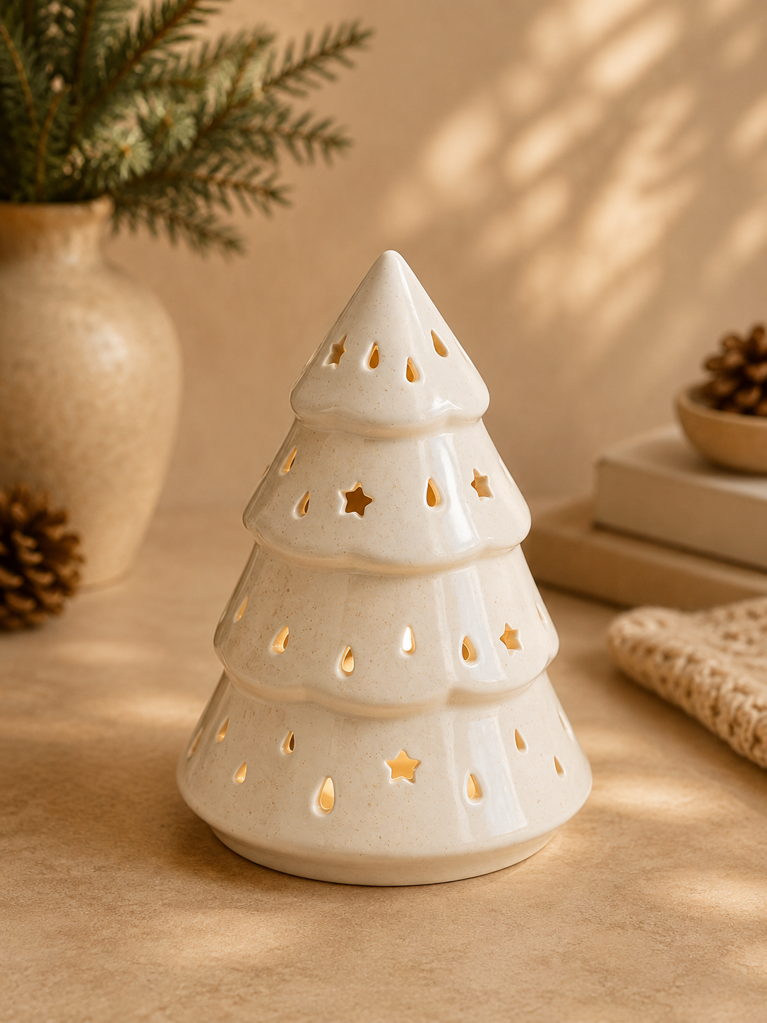 White Winter Fir Tree Oil/Wax Melt Burner (Large)
