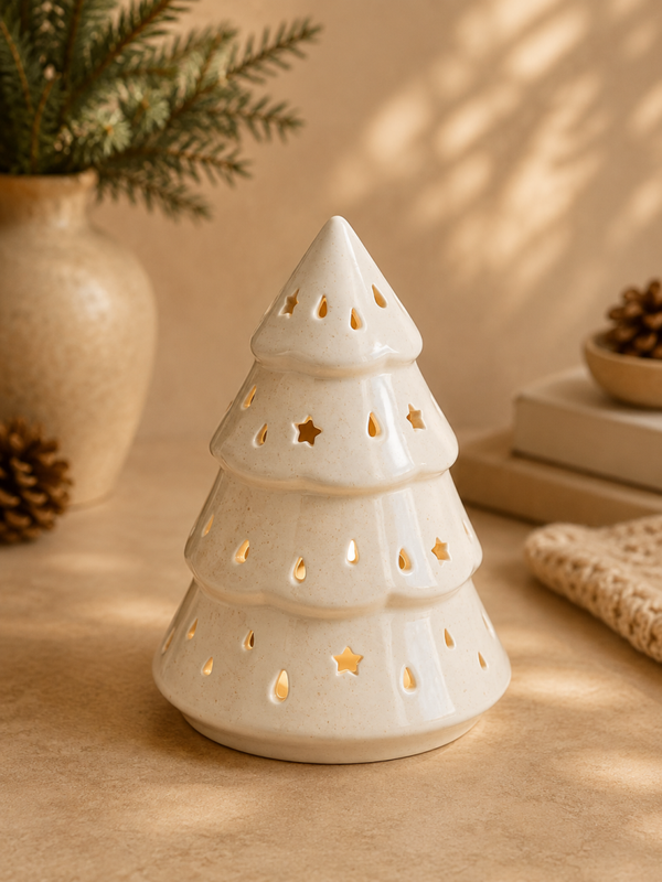 White Winter Fir Tree Oil/Wax Melt Burner (Large)