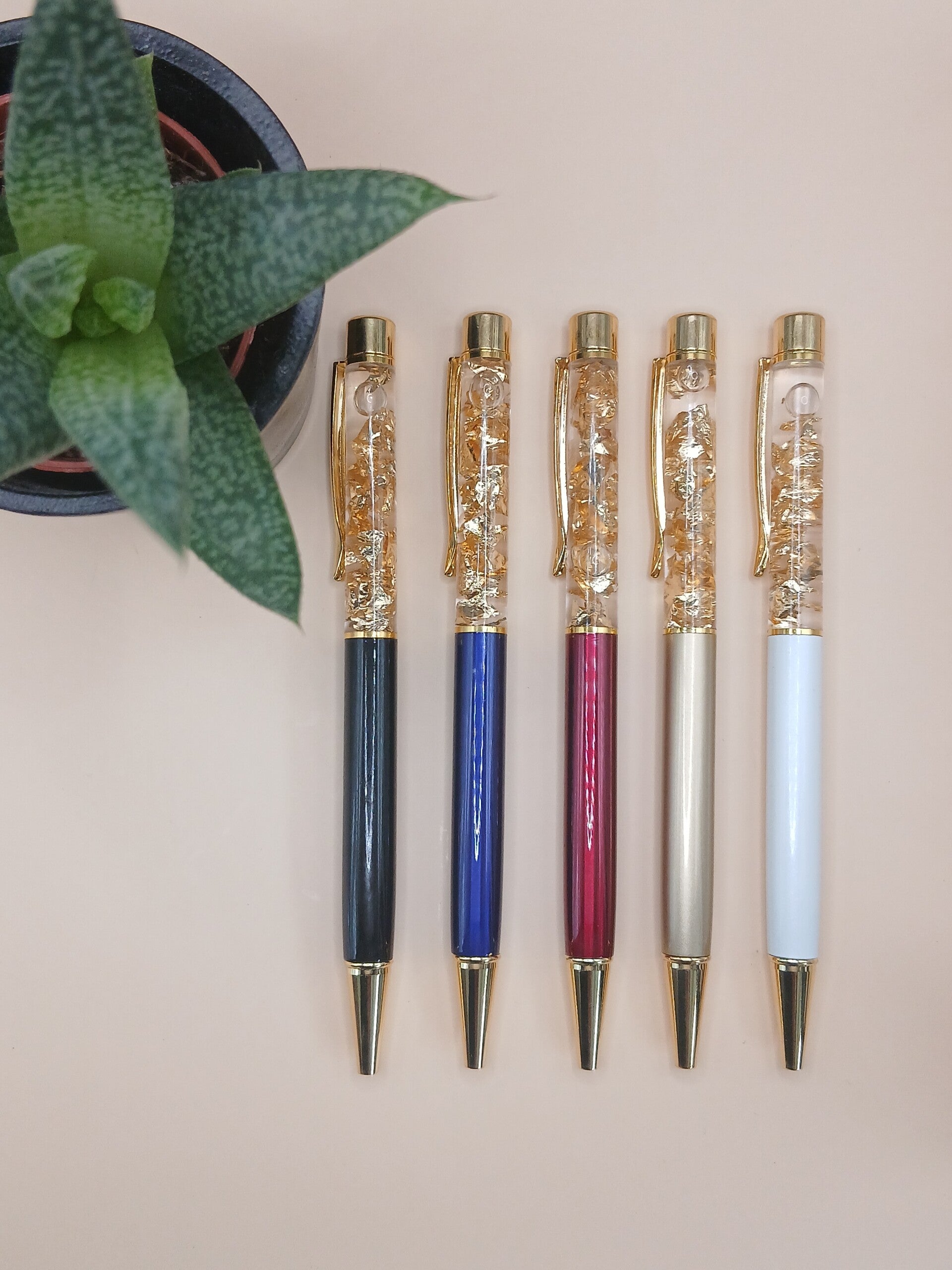 Stylos feuille d’or personnalisable - 5 couleurs au choix
