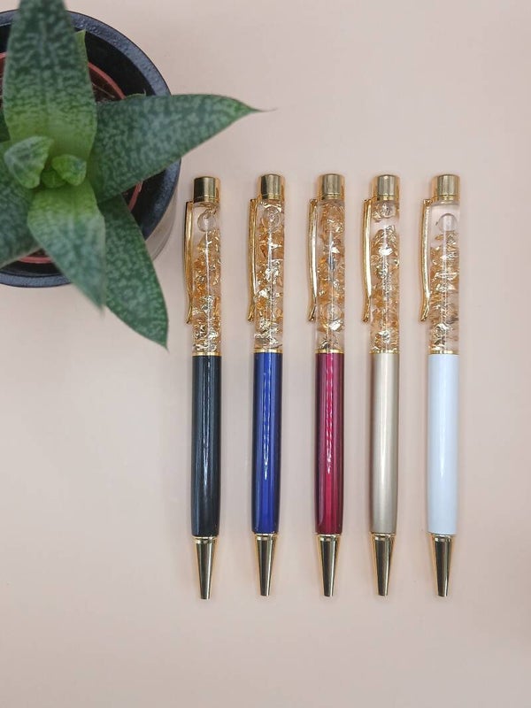 Stylos feuille d’or personnalisable - 5 couleurs au choix