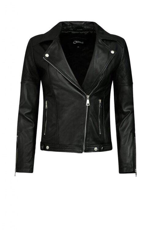 Hera biker jack dames zwart , bij Chinco : Artikel nr : Chinco_Hera BLK , nieuw .