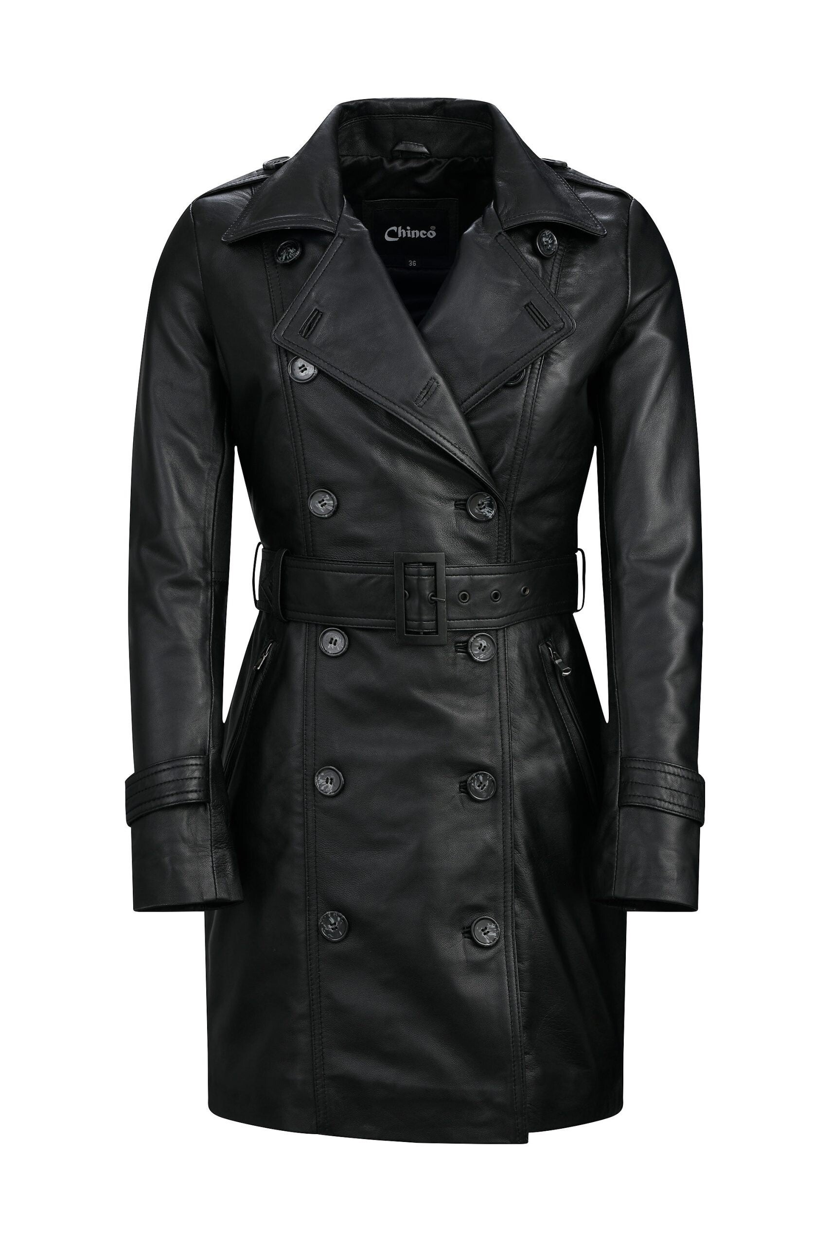 Zoya Trenchcoat zwart , Artikel nr Chinco_ZOYA_a BLK , Bruin Artikel nr Chinco ZOY _ BRWN .A