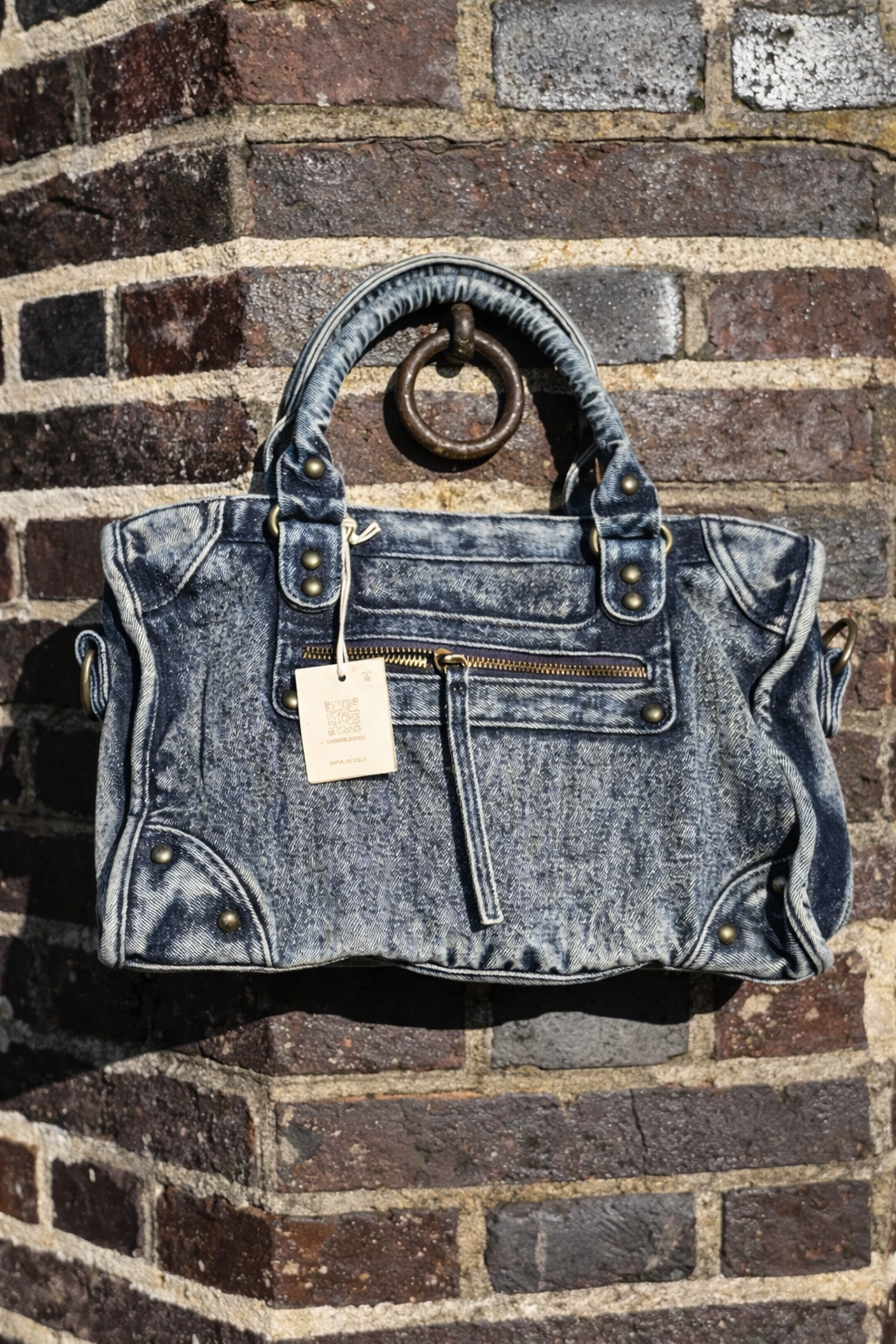 Sac denim bleu style vintage chic 100% coton grand format tendance bandoulière