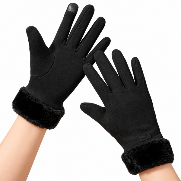 ALBANE – Gants effet suédine à poignets fausse fourrure