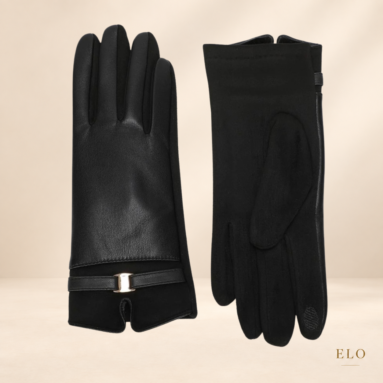 CAMILLE – Gants femme tactiles effet cuir & suédine