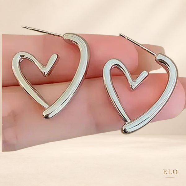 LÉA – Boucles d’oreilles cœur argentées en acier inoxydable 316