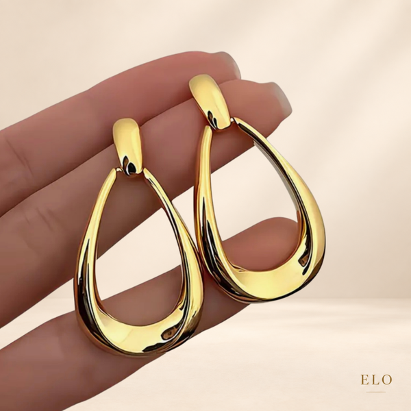 Boucles d’oreilles ÉLÉNA – Goutte dorée en acier inoxydable 316