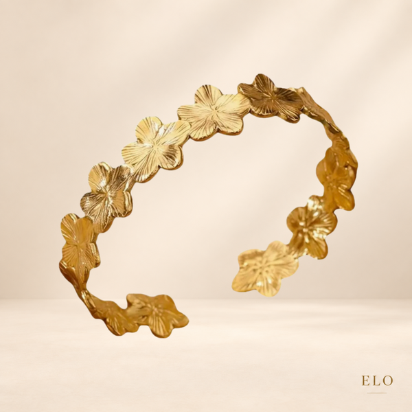 CÉLESTE – Bracelet jonc doré fleurs