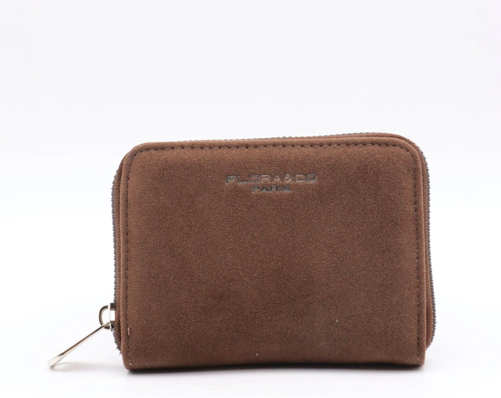 MADELEINE – Petit portefeuille femme zippé effet suédine | Flora & Co