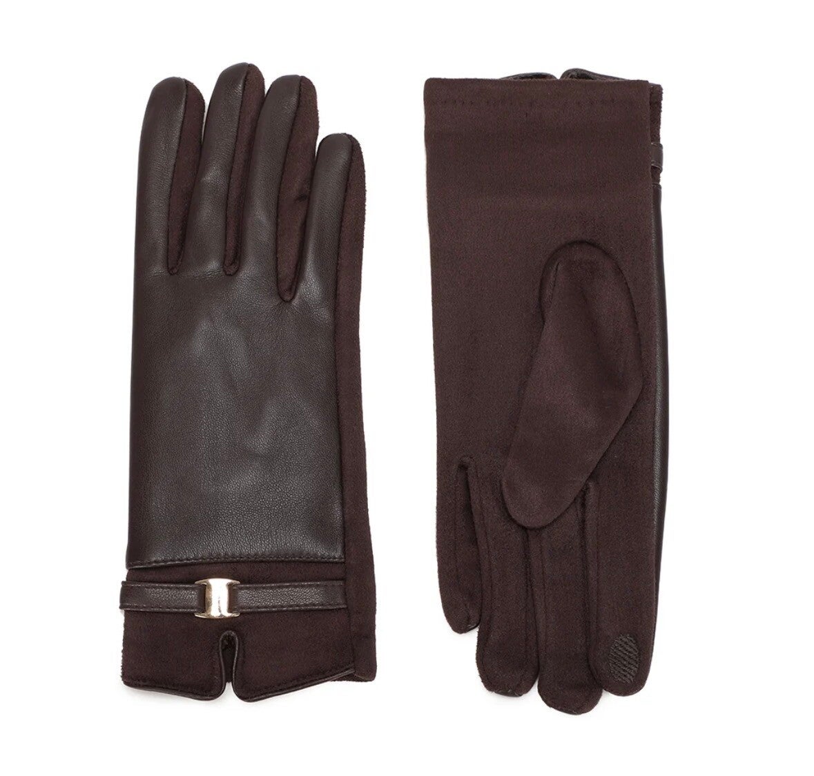 CAMILLE – Gants femme tactiles effet cuir & suédine