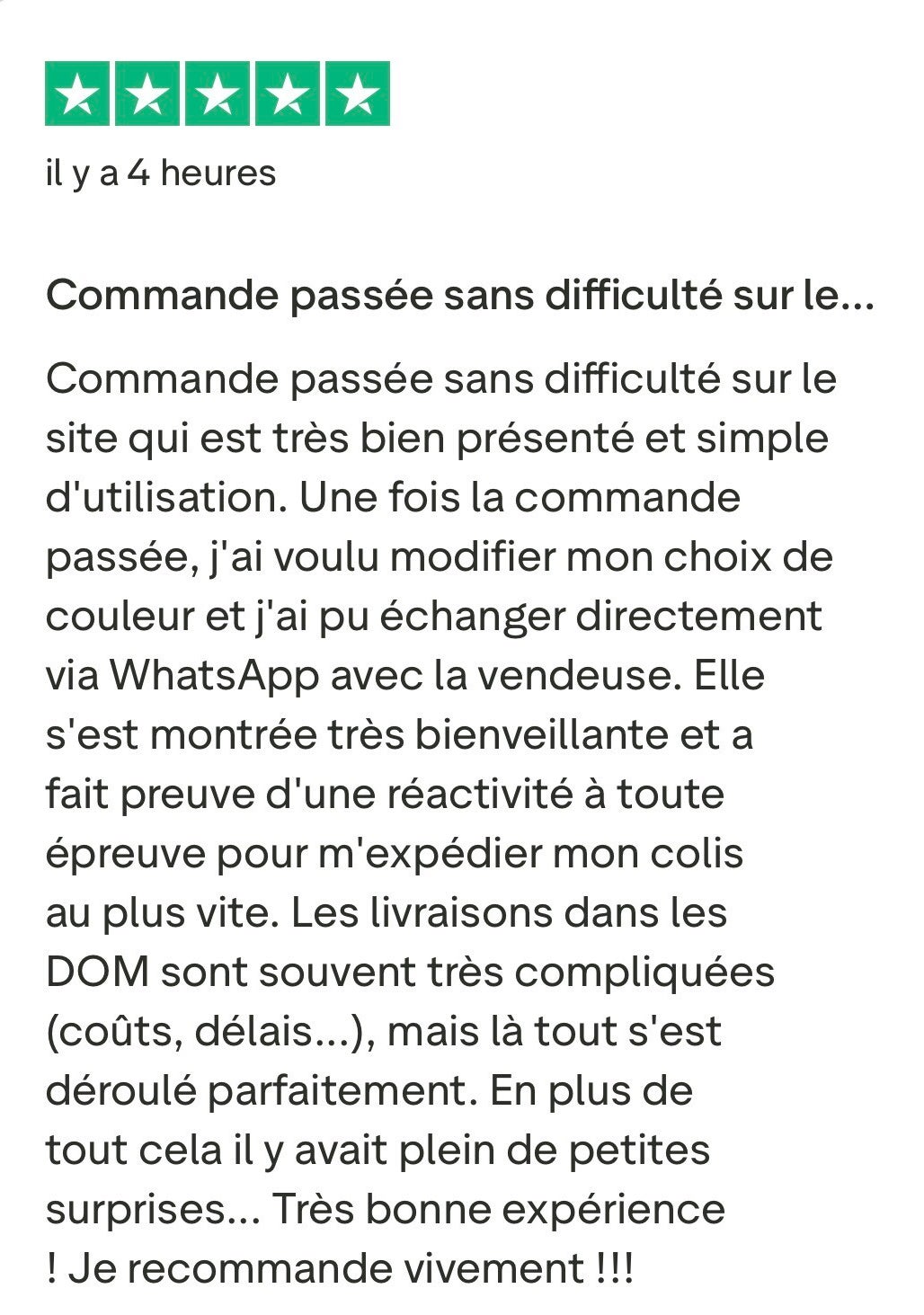 Avis client Trustpilot ELO Store Paris