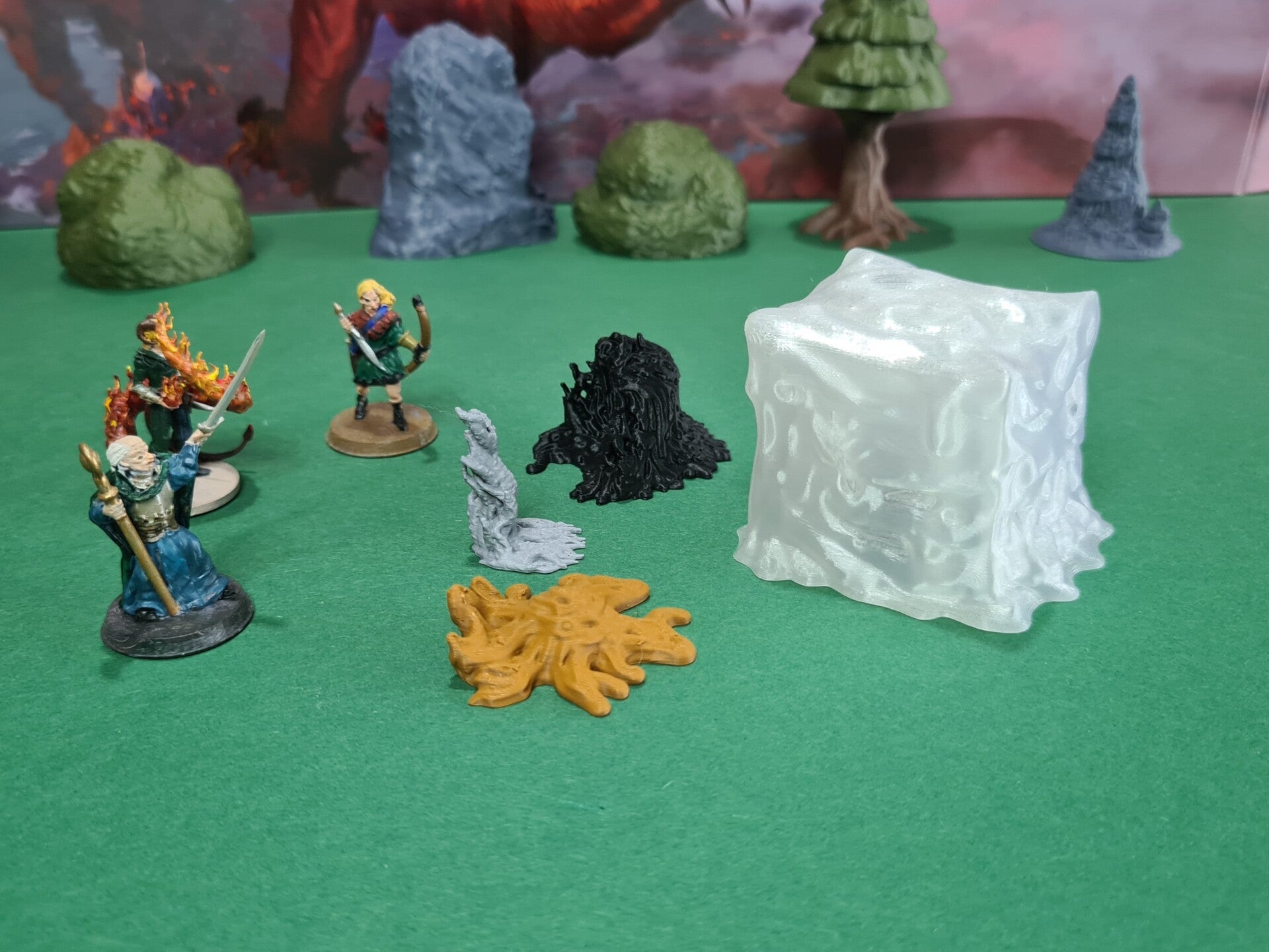 Gelatinous Cube, Gray Ooze, Black Pudding, and Ochre Jelly