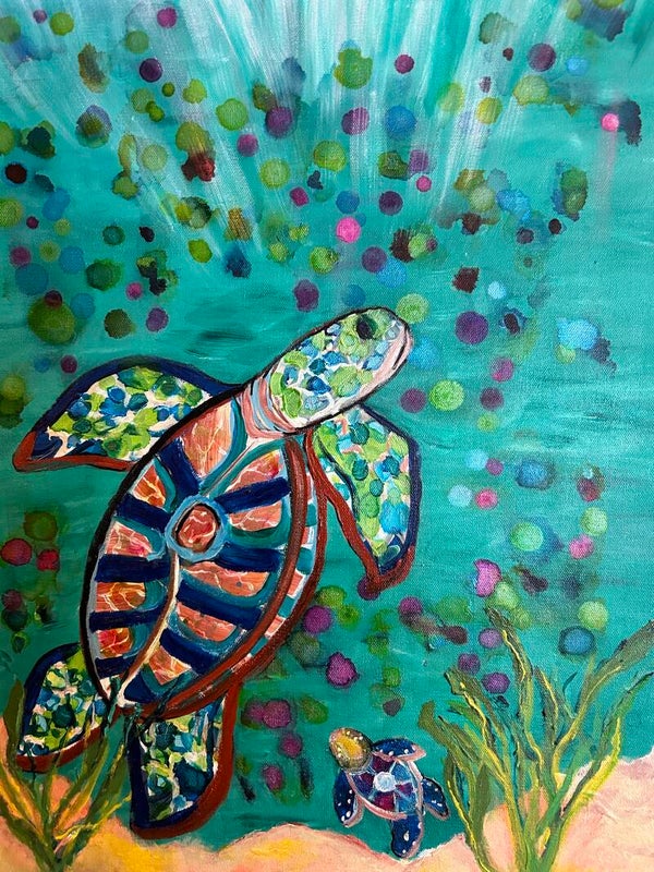 Ascending Turtle (with Alcohol Ink bubbles)