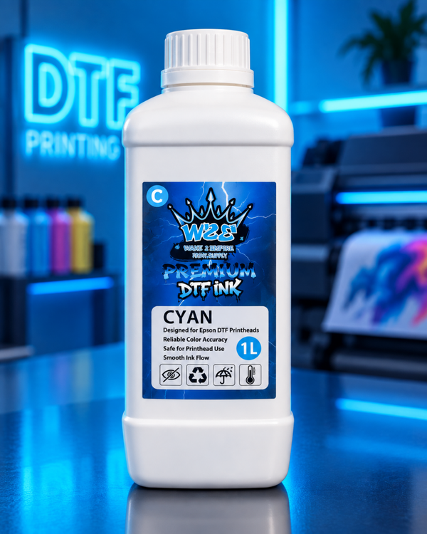 W2E Premium DTF Ink – Cyan – 1 Liter
