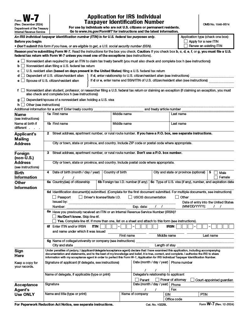 Tax Identification Number Form