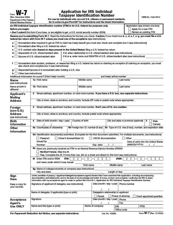 Tax Identification Number Form