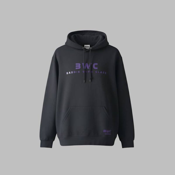 BWC Hoodie Zwart met Paarse Text Letters
