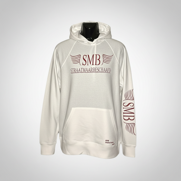 SMB Hoodie Wit Met BordeauxRood Text Letter
