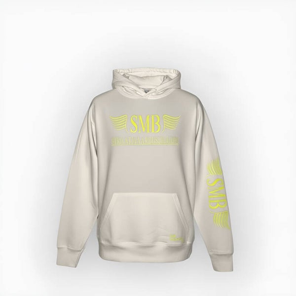 SMB Hoodie Wit Met Neon Geel Text Letter