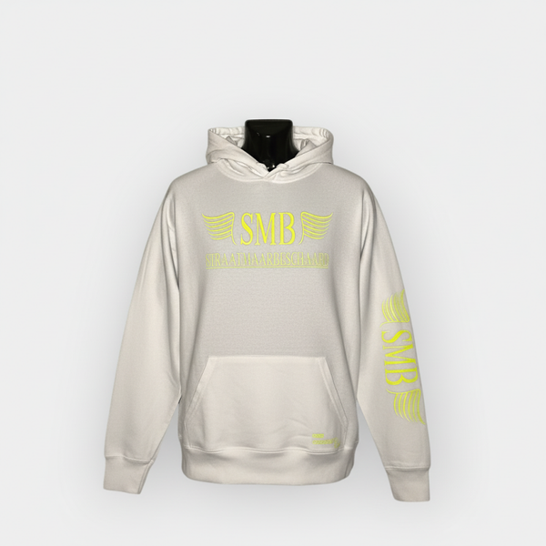 SMB Hoodie Wit Met Neon Geel Text Letter